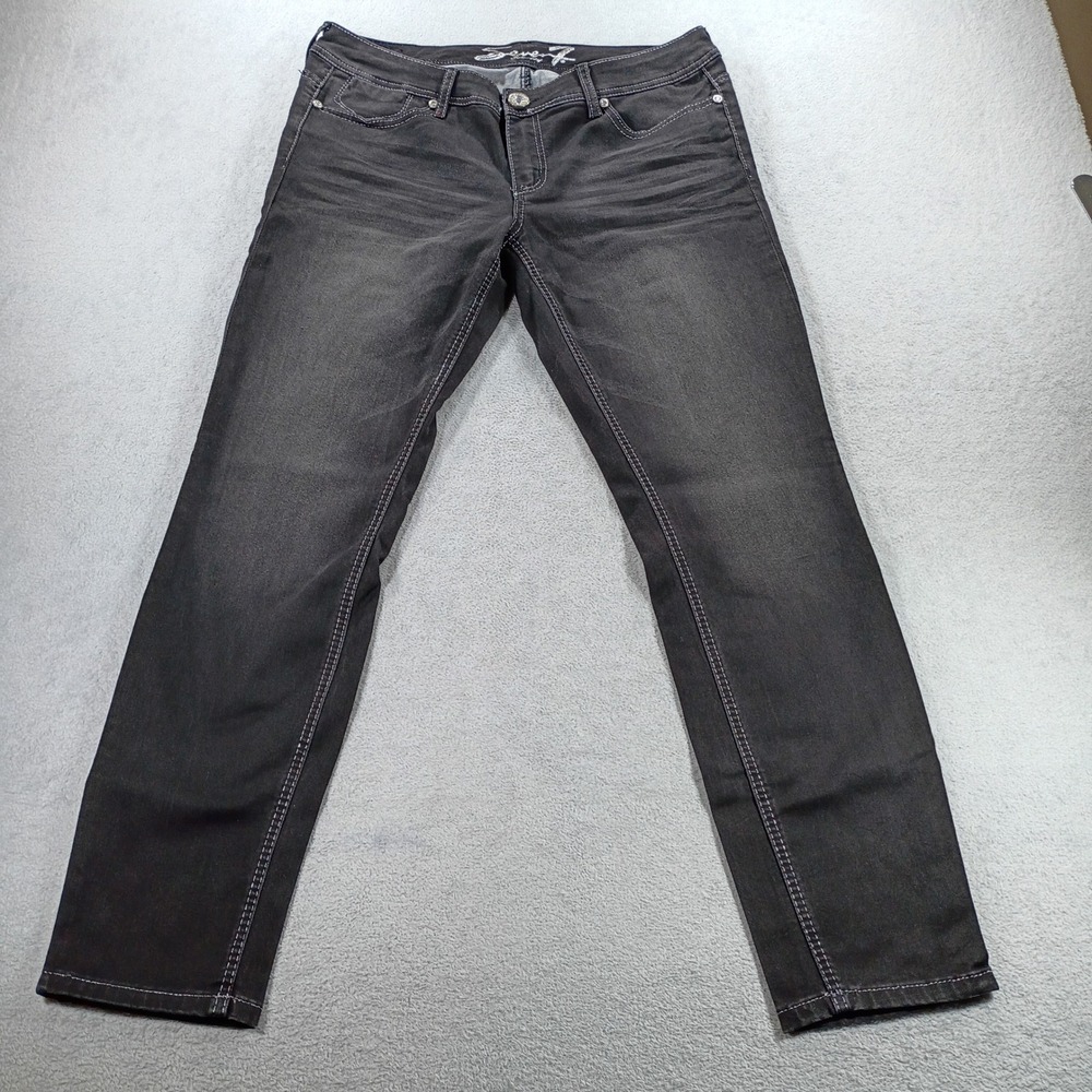 Seven7 Womens Skinny Jeans Dark Gray Size 12 Contrast Stitching